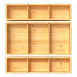 Bamboo Drawer Organizer Box 12'' X 12'' X 2' Adjustable 3 In