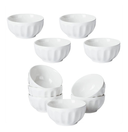 Set X10 Bowls Compotera Ceramica Compotera Blanco Cereales