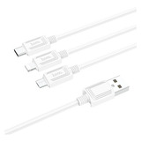 Cable De Carga Usb A Ip Micro Usb Y Tipo C 2a Para iPhone Color Blanco