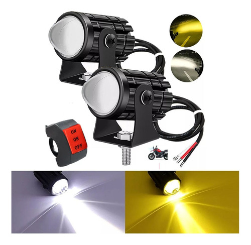 Par Faros Auxiliares Luces Led Moto Doble Color Impermeable