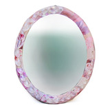 Espejo Ovala Madera  Intervenido Con Cristales 57x47 Cm