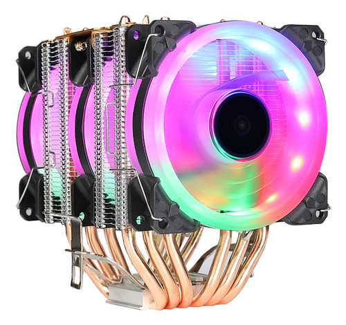 Ventilador Enfriador De Cpu 6 Tubos 3 Pines 90mm Rgb