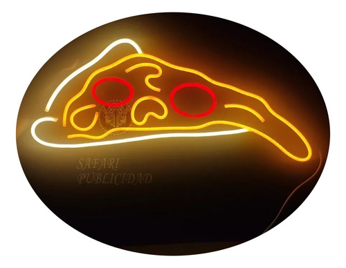 Cartel Neón Led Porción Pizza Decoración / Logos / Figuras