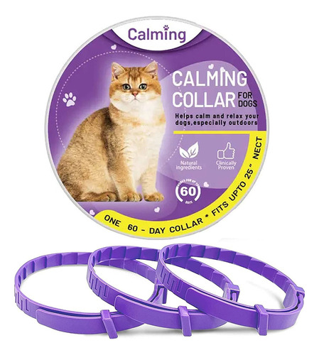 3 X Collar Calmante Antiestrés Para Gatos, Feromonas Ajustab