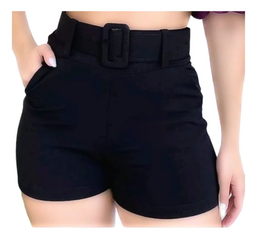 Shorts Bengaline Confort Com Cinto Removivel Ziper Lateral