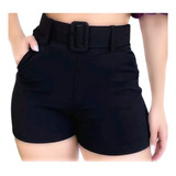 Shorts Bengaline Confort Com Cinto Removivel Ziper Lateral