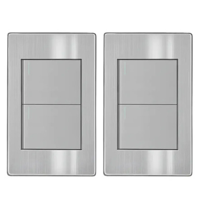 2pz Placa Con Doble Interruptor Acero Inoxidable Artlite | MercadoLibre