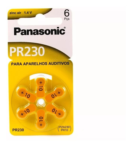 6 Pilhas Baterias Aparelho Auditivo Pr230/ Pr10 Panasonic