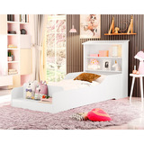 Cama Quarto Infantil Liz Com Prateleira E Proteção Cor Branco