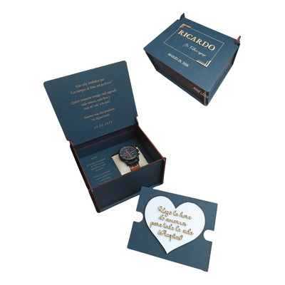 Caja Reloj Compromiso Boda Aniversario Elegante Relieve 3d | Meses sin interés