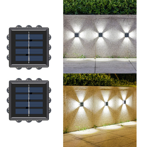 2 X Arandela Solar 4 Focos Parede Slim 12 Fachos Led Externa Cor Branco