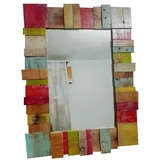 Espejo Multicolor  Madera Reciclada Pantano Pallet
