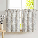 Jinchan Cortinas De Cocina Paisley Scroll Lino Estampado Cor