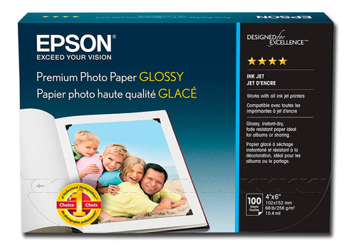 Papel Epson Glossy S041727 4x6  100h