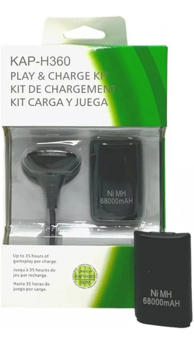 Kit Kap Bateria Controle Xbox 360 Com Cabo Carregador Usb 