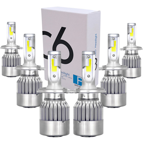 Kit 6 Lâmpada Super Led Farol Baixo Alto E Milha 6000k C6