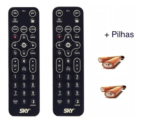 2 X Controle Remoto Original Sky Ul1 Hdtv + Brinde Pilhas