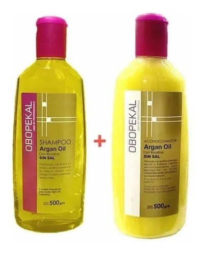 Shampoo + Acondicionador Argan Con Keratina Obopekal 500gr