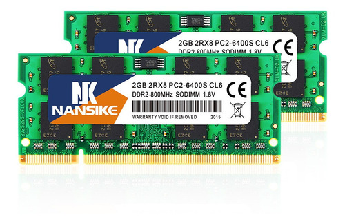 Memoria Ram Nansike Ddr2-800 Sodimm 2x2 Gb Nueva Para Laptop