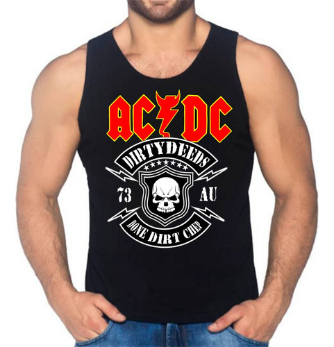 Camiseta Esqueleto Ac-dc Rock Manga Sisa 