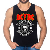 Camiseta Esqueleto Ac-dc Rock Manga Sisa 