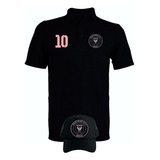 Camiseta Tipo Polo Miami Leo Messi Obsequi Gorra Serie Black