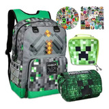 Mochila De Estúdio Minecraft Para Adolescentes, Meninos, Cri Cor Style 2