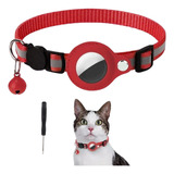 Coleira Ajustável Gato Cachorro Com Case Capa Para Airtag Cor Vermelho Cor Tamanho Da Coleira 22 A 32 Cm