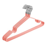 10 Ganchos Ropa Metal Inoxidable Anti Desliz De Por Vida Color Rosa