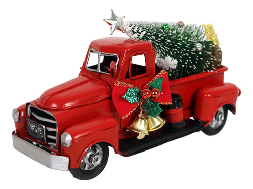Decoración De Camión Rojo Con Árbol De Navidad,