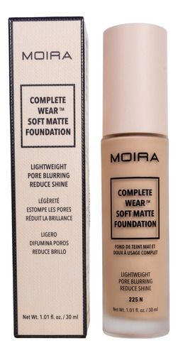 Base De Maquillaje Moira Cosmetics Soft Matte Foundation Tono 225n
