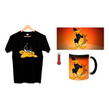 Playera Unisex Y Taza Mágica 11oz El Pato Lucas Looney Tunes