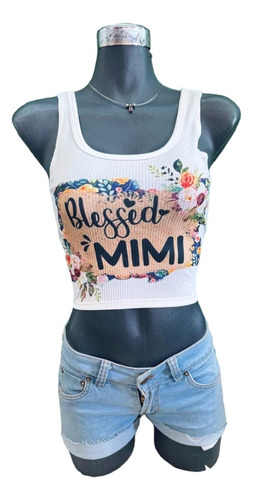 Top Tank Con Impresion De Blessed Mimi Para Mujer