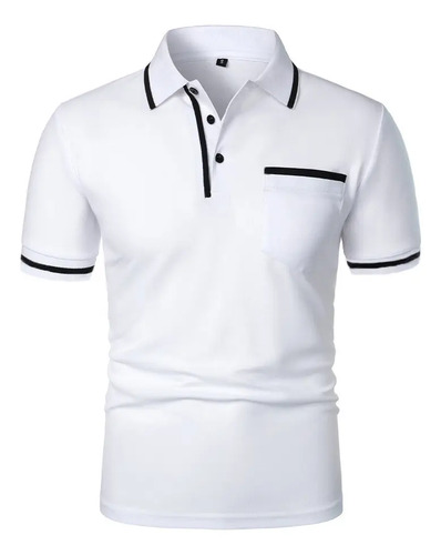 Nueva Playera De Color Puro Con Bolsillo Para Hombre