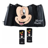 Cortina Parasol Mickey Negro P/auto + C/cinturones Disney 