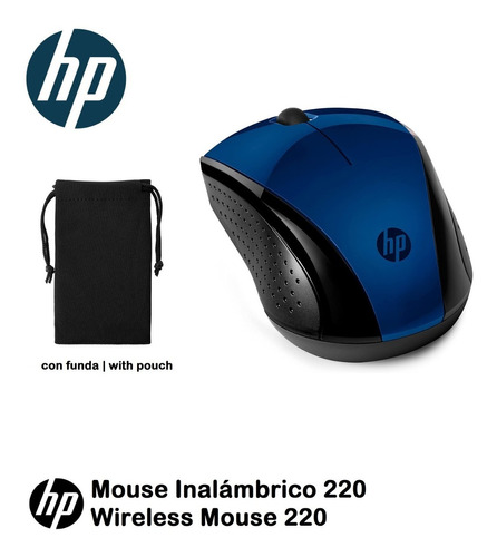 Mouse Hp Inalámbrico 220 Azul Con Estuche