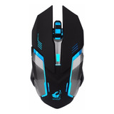 Mouse Gamer Óptico Inalámbrico Luz Led Multicolor Recargable Color Black