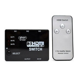 Adaptador Switch Hdmi 3x1  Full Hd C/ Controle Remoto 