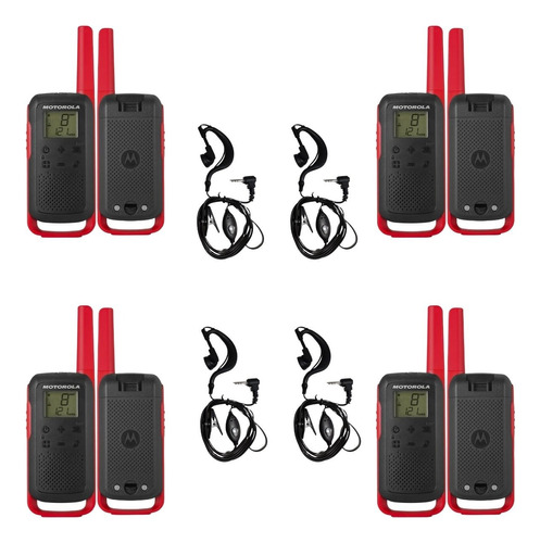 Kit 4 Rádios Walkie Talkie Motorola T210br Com Fone Ouvido 