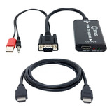 Conversor Vga Out (pc Ou Note) P/ Hdmi (tv) + Cabo Hdmi 1.8m