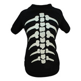 Roupa Pet Halloween Camiseta Para Cachorro Esqueleto Brilha