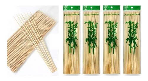 4 Bolsas Palos Palillos Brochetas Bambú 30 Cm 90 A 100 Pzas