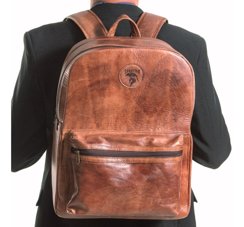 Mochila Masculina Couro Executiva 2 Zíper Notebook