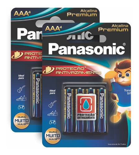 8 Pilhas Alcalinas Panasonic Premium  Aaa 