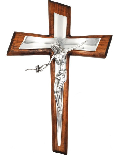 Cruz De Jesús Espíritu Santo Crucifijo Pewter Base De Madera