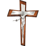 Cruz De Jesús Espíritu Santo Crucifijo Pewter Base De Madera