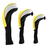 3x Fundas Para La Cabeza De Golf Para Driver Amarillo Blanco