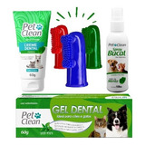 Kit Spray Bucal + Pasta De Dente + Gel Escova Dedo Pet Clean