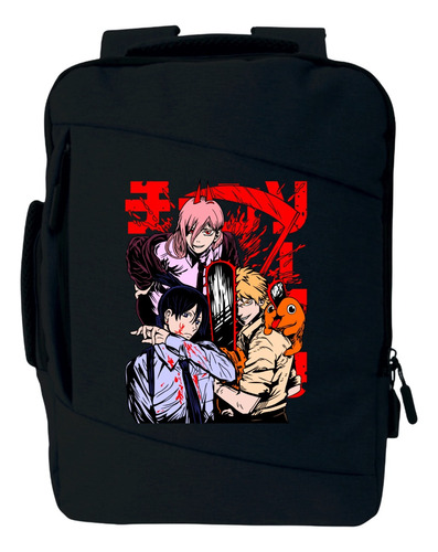 Morral Chainsaw Man Maleta Bolso De Espalda Serie Black