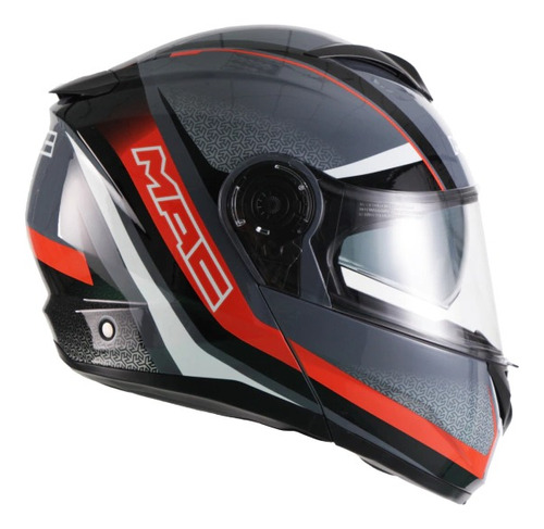 Casco Rebatible Mac Rock Stroke Negro Gris Rojo Varios Talle